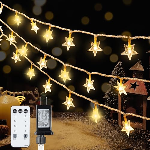 HEYFUNi 39FT 100LED Star String Lights Plug in, Twinkle Lights with Remote | Fall Fairy Lights with 8 Modes, Christmas Star Lights for Bedroom, Home, Girls'Room, Garden, Party, Wedding, Classroom Decor