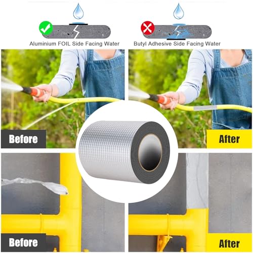 Image of Butyl Tape, Waterproof RV Sealant Tape Butyl Rubber UV-Resistant Roofing Tape for Camper Marine Boat Truck Window Glass Roof Leak Patching Pipe Sealing (33ft x 6in)