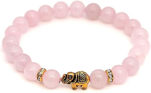 BERGERLIN - Pulsera de elefante - Pulsera de piedra natural real con perlas genuinas de 0.315 in y reflejos de cristal - Calidad Certificada