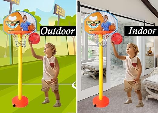 Image of Prime Adjustable Height Basketball Set for Kids with Stand and Ball Portable Basket Ball Set with Board Ring Net Ball for Kids Playing and Gifting Use Pack of 1 (Basket Ball Set)