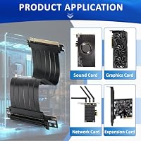 PCI-E 3.0 X16 Riser Kabel für Grafik,Soundkarte,Aufnahmekarte,Netzwerkkarte,Erweiterungskarte PCIE 3.0 Verlängerungskabel Dual 90 Grad Recht Winkliges Cable Length 20cm (Packung mit 2) – Ansicht 5
