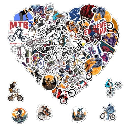 50 Pack Pcs BMX Bike Stickers for Water Bottles Waterproof Vinyl Laptop Luggage Scrapbooking...