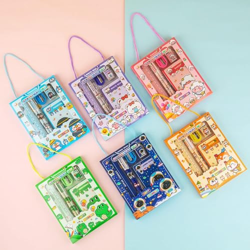 Image of Birthday Popper 5-in-1 Cartoon Themed Stationery Set for Kids - Set of 6 as Birthday Return Gifts, Study, Writing & Drawing - Type 2