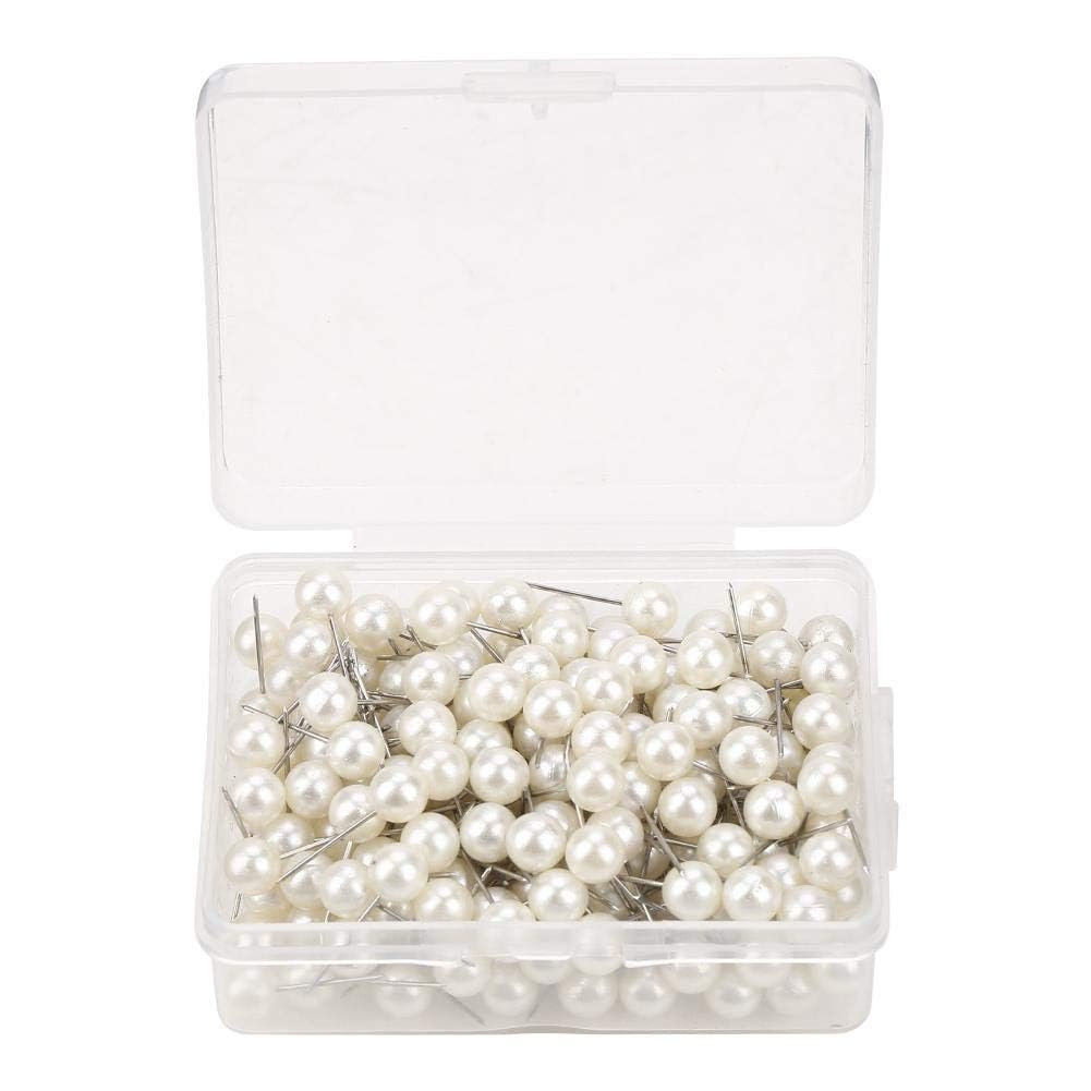 Map Tacks Push Pins Round Plastic Head Tacks Pushpin Marking Thumbtacks Pins for Cork Board Notice Board Bulletin Board Fabric Marking(White)