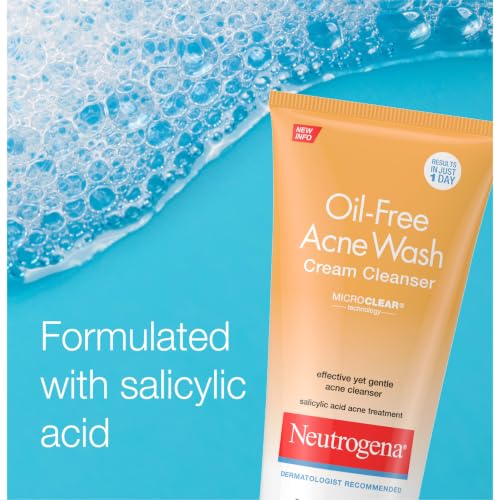 Neutrogena Oil-Free Acne Face Wash Cream Cleanser, 2% Salicylic Acid Acne Treatment, Daily Facial Cleanser for Acne-Prone Skin, 6.7 fl. oz - Image 4