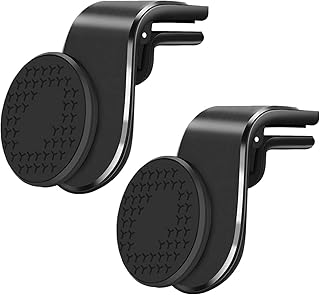 حامل موبايل مغناطيسي للسيارة قابل للدوران بزاوية 360 درجة يثبت على فتحة التهوية بتوافق عالمي مع ايفون وهواوي وسامسونج وغيرها من كيه كيه ان، (عبوتان) (اسود)