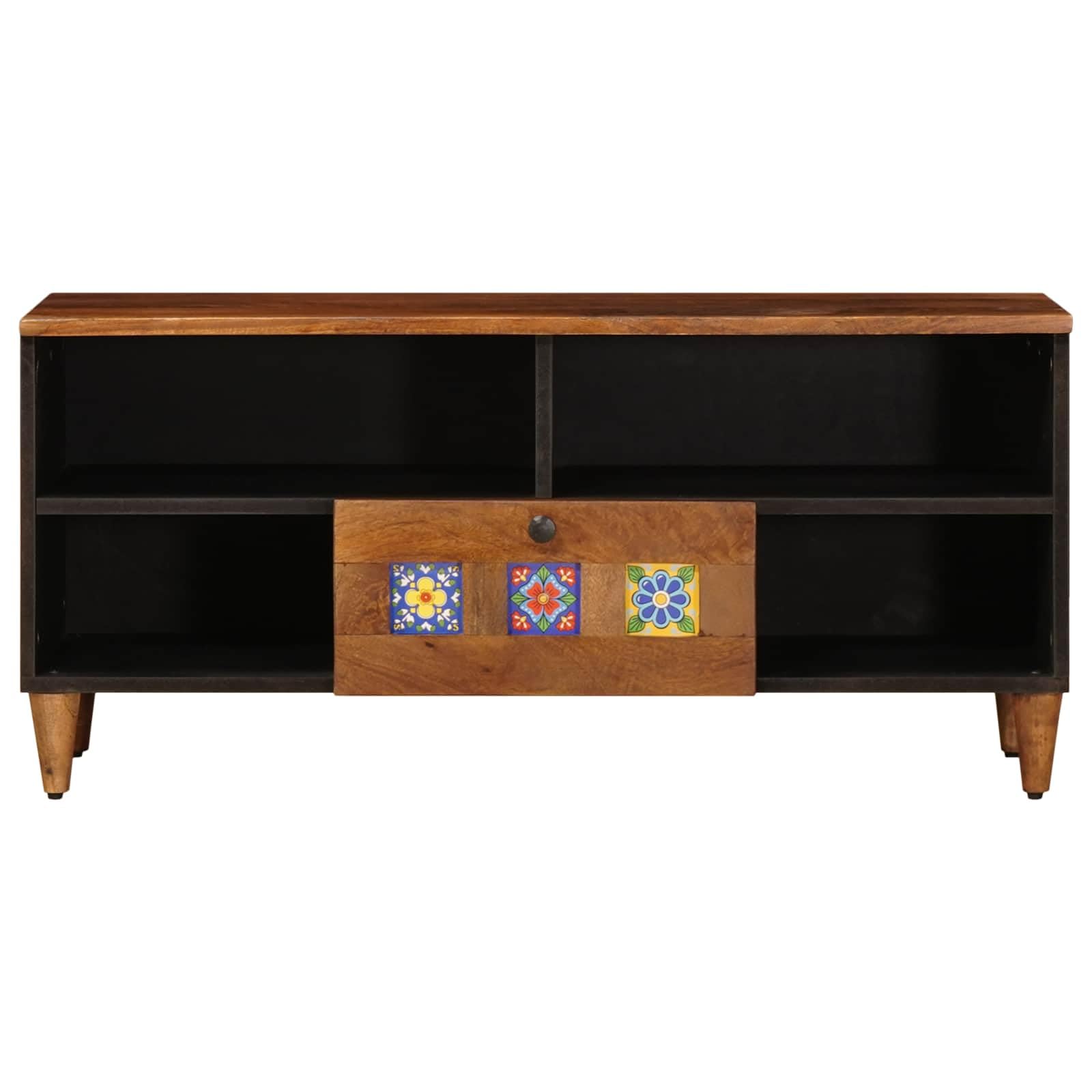 Mueble TV de madera de mango con cajones 100 x 33 x 46 cm