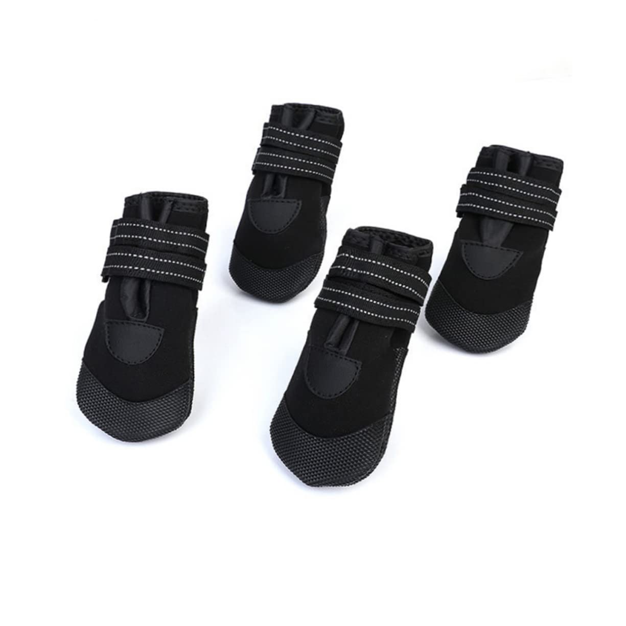 FOMIYES Lot de 2 Paires de Chaussures de Marche pour Chiens en Maille Réfléchissante Non Confortables pour Petits Chiens Bottines Noires pour Animaux de Compagnie 4 Pièces