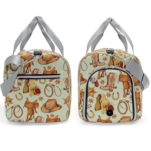 Personalized Vintage Western Cowboy Elements Custom Multi-functional Travel Bag, Unisex Portable Duffel Bag, Short Distance Travel Assistant3