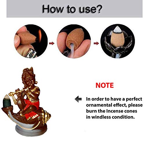Image of Cute Gadda Laddu Gopal Smoke Fountain Backflow Cone Decorative Incense Holder (Multicolour) with 20 Back Flow Cones