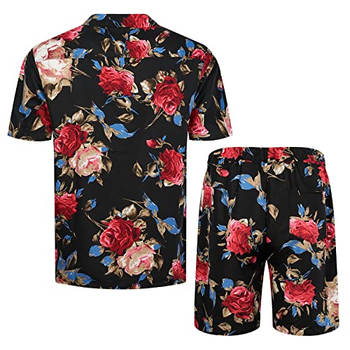 Mantors Men's 2 Pieces Shorts Tracksuits Floral Button Down Jogging Sweatsuit Dc04-S #TOP1