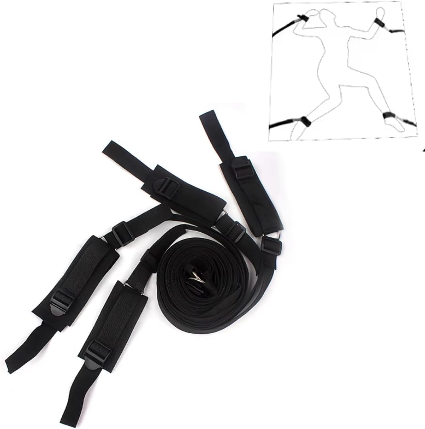 BDSM Kit Bed Restraints Couples Sex Toys, Adjustable Bondage Restraints Set with Wrist Thigh Cuffs & Handcuffs,Sex Furniture for Bedroom Sex Bondage Gear & Accessories Adult Sex Toys for Men Women