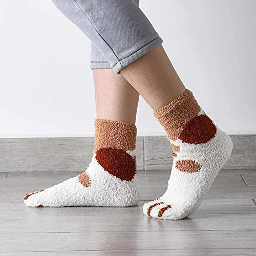 Kit 4 Pares Meias Felpuda Termica Pata de Gato Inverno Super Macias Meias Fofas