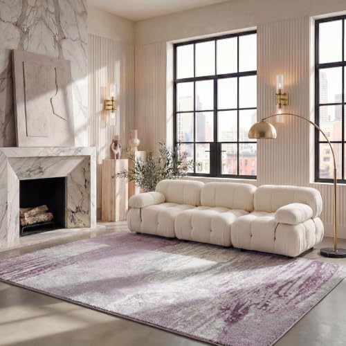 SAFAVIEH Area Rug 8x10 - Adirondack Collection - Large - Grey & Purple, Modern Abstract Design, Non-Shedding & Easy Cleaning, Ideal for Living Room, Bedroom, Office, Dining Space (ADR112V)