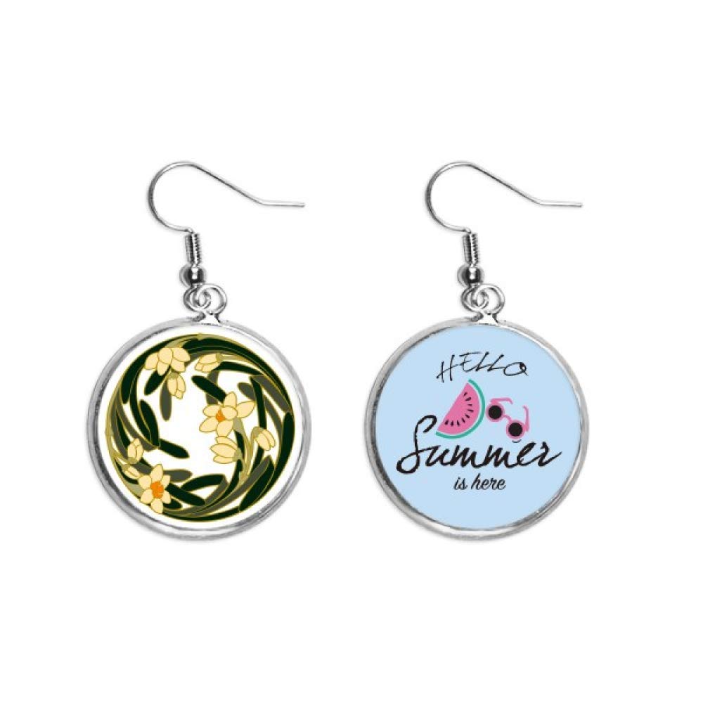 Pendientes de sandía redondos motivo floral de verano para lóbulo 5