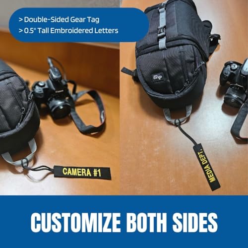 Custom Embroidered Gear Tags for Luggage, Duty Gear, Tactical, Military Bags | Double Sided Tag | Personalize Both Sides and Choose from 7 Text Thread Colors | Made in The USA (Black Twill Backing)3