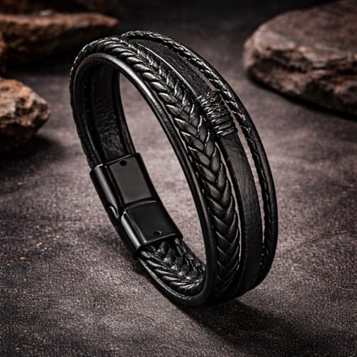 Image of Contemporary Casual Braided Leather Bracelet For Men /Boy's