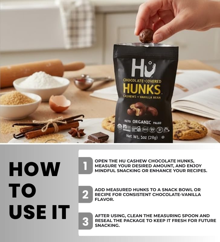 Hu Chocolate Bar Dark Cashew Hunks (1 OZ.) Bundle with Measuring Spoon for Snack Portioning and Organized Storage — Gift Set (2 Items) (Pack of 2) image 5