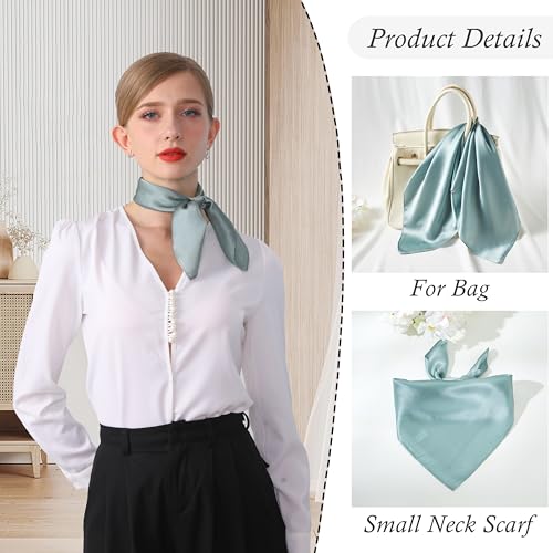 21"x21" Solid Color Mulberry Silk Scarf Silk Hair Wrap Head Scarf Lightweight Square Neckerchief2