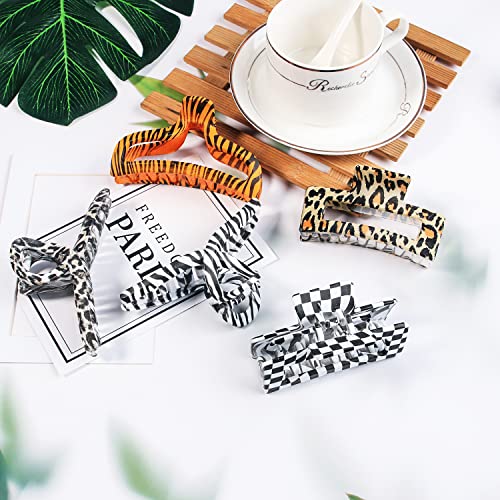 8Pcs Hair Claw Clips 3.5'' Medium Strong Hold Hair Clips For Thick Hair,Matte Leopard Print Hair Clip Claws Non-Slip Ponytail Barrette For Women,Multiple Styles #TOP5