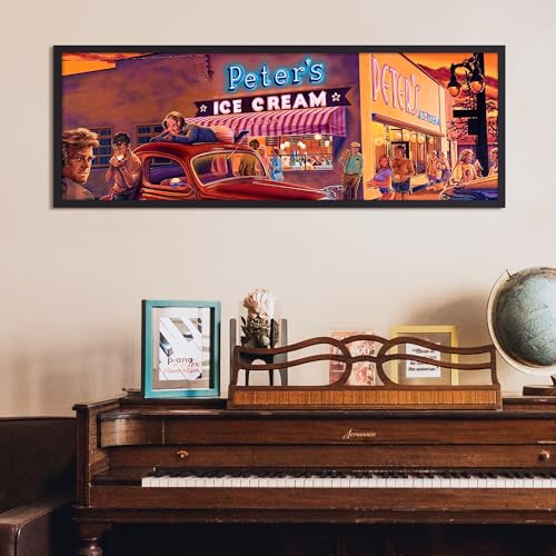 Image of upsimples 13.5x40 Picture Frame, Display Pictures 10x30 with Mat or 13.5 x 40 Without, Wall Hanging Panoramic Frames, Black, 1 Pack