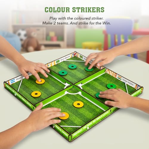 Image of Quarter Final 3-in-1 Game Set of Wooden Table Games Like Football, Colour Strikers and Ludo Board Game, Multi-Player Family Board Game, Inteactive Fun Party Game for Kids 6+ Years