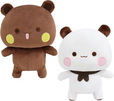 2Pcs Bubu Dudu Stuffed Animal, Teddy Bear Plush Toy, Bear Cuddly Toy, Kawaii Soft Plush Pillow, Cartoon Plush Toy, Plush Animal Toys, Birthday Christmas Party Gifts for Girls Boys, 22cm