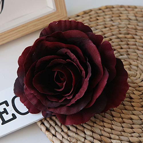 Artificial and Dried Flower 11CM 9Color Artificial Flower Heads Rose for Supermarket Background Road Led Wedding Silk Decorative Flower Flower Bouquet - ( Color: Burgundy )