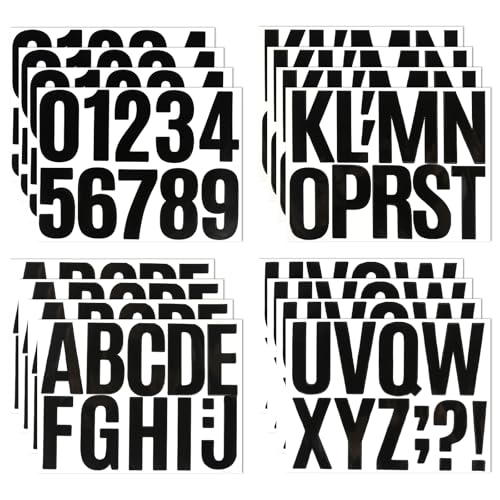 16 Blatt Buchstaben und Zahlen Aufkleber 10cm Buchstaben Wasserfeste Vinyl Sticker Große Selbstklebend Alphabet Nummer Aufkleber für Basteln Schilder Poster Briefkästen Fenster