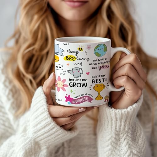 Image of DAYS Thank You Teacher Doodle Coffee Mug, Appreciation Mug with Lovely Messages /Gift for Teacher's, Birthday or Special Ocassion, Ceramic Mug Coffee /Tea Cup, Gift for Sir /Mam - 325 Ml