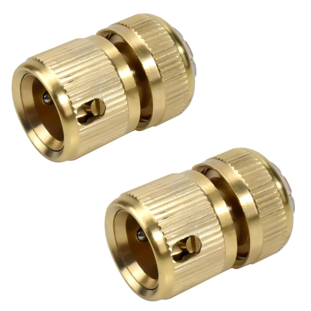 Dunnet Tools 2 Pack 1/2 Inch Garden Hose Quick Connector Brass Quick Hose End Connector Nozzle Connect Kit for Kitchen Garden Outdoor 1/2" End Tap Spray Gun Attachment Hosepipe Connectors