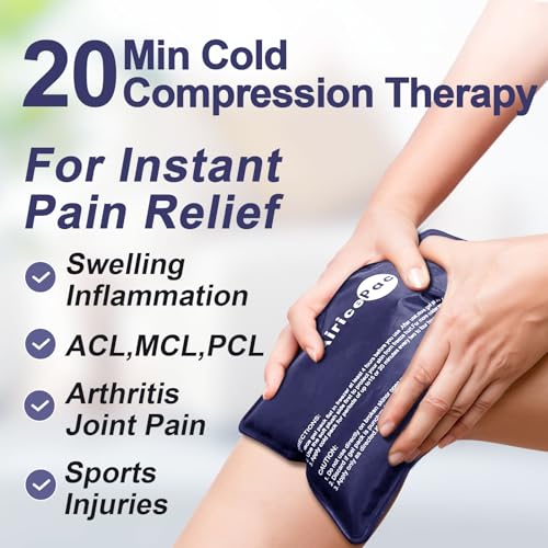 Image of AiricePac Ice Packs for Injuries Reusable, 10 inchx 14 inchGel Cold Pack for Knee Neck Shoulder Ankle Elbow Hip Back Pain Relief, Cold Compress Therapy for Swelling, Bruises, Surgery, 10 inchx 14 inch, Blue