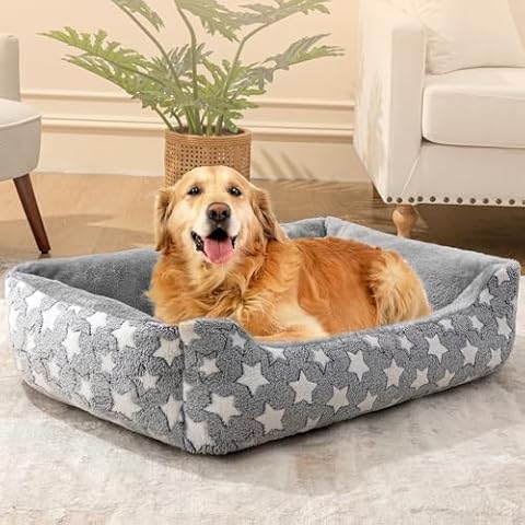 Kimpets Orthopedic Dog Bed for Large Medium Small Dogs Machine Washable Sleeping Sofa,Non-Slip Bottom Breathable Soft Puppy Bed Durable Rectangle Calming Pet Beds, Multiple Size Cover