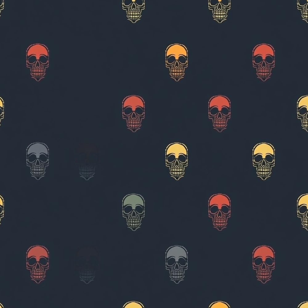 Papier peint adhésif crâne coloré pour meuble et mur noir gothique