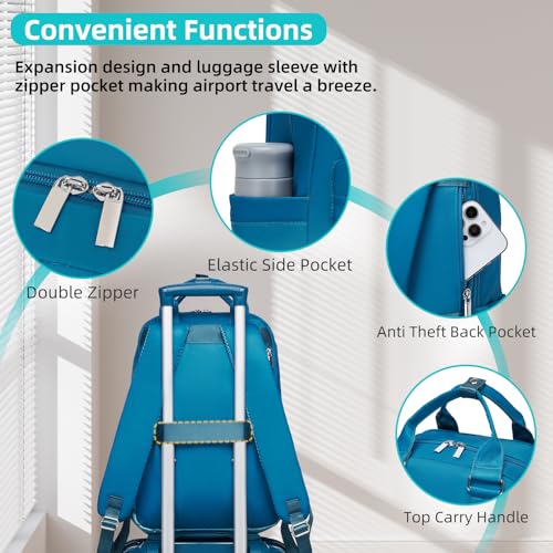 Image of LARVENDER Carry on Luggage 22x14x9 Airline Approved Hardshell Suitcase with Wheels TSA Lock, PC+ABS Lightweight Suitcase Set for Women with Travel Backpack, Ocean Breeze, 3 Piece Set