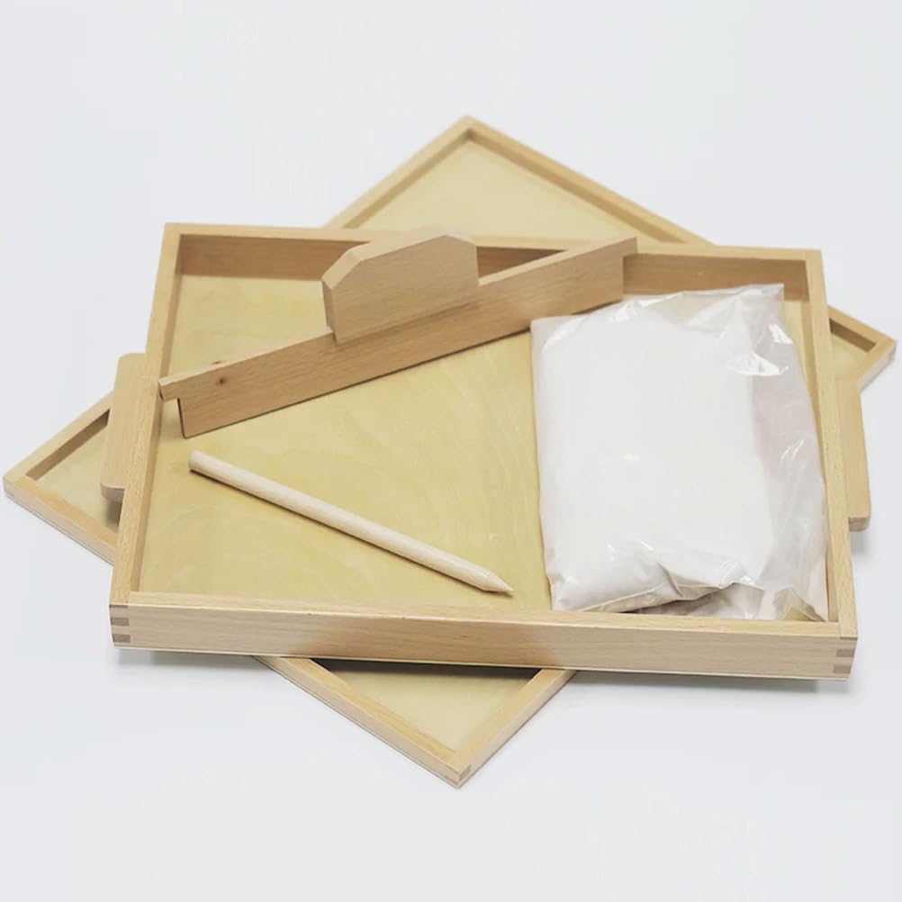 Vassoio per Scrivere nella Sabbia in Legno Montessori | Scatola Tracciare nella Sabbia con Stilo Legno, Giocattolo Educativo Disegno nella Sabbia Pre-Scrittura Scuola Materna