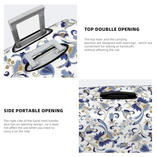 Travel Luggage Cover Protector - White Blue Paisley Anti-Scratch Suitcase Covers Fits 18-32 Inch Luggage3