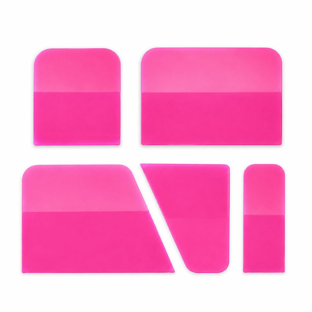 11oils AutoCare Set of 5 Pink Rubber Squeegees for Window Tinting PPF Paint Protection Film Vinyl Wrapping Automotive Detailing and Film Installation Tools
