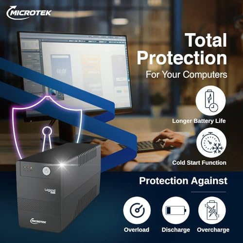 Image of Microtek Legend 650 Line Interactive UPS 650VA /360W, Micro Processor Based UPS System, an Ideal Power Backup & Protection for Desktop PC & Home Office with 2 Years on Electronics and 1 year on Battery