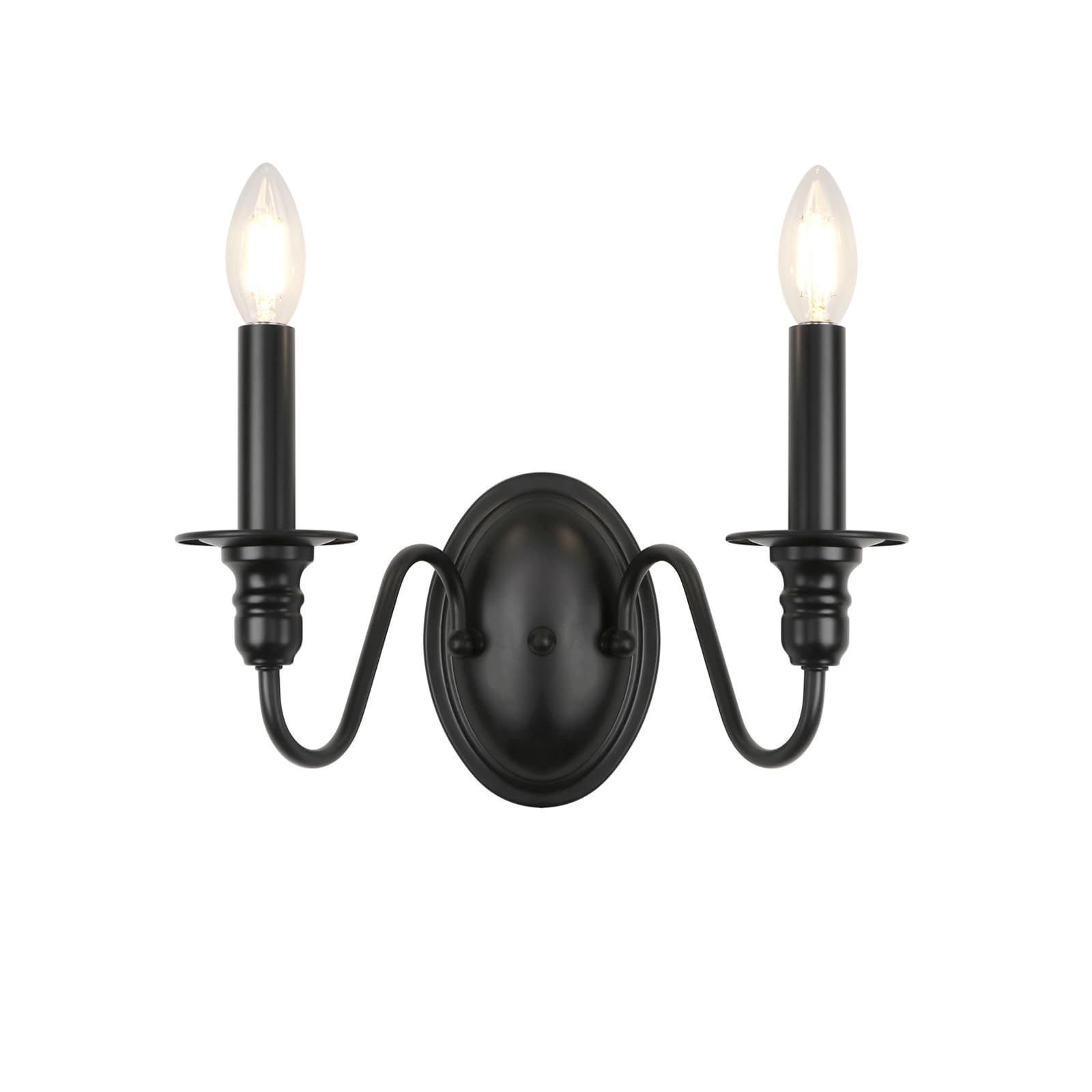 Sconces Wall Lighting, 2 Lights Farmhouse Black Candle Sconce, Industrial Modern Wall Light Fixtures, Mid Century Bathroom Light Fixtures for Bedroom Living Room Kitchen Hallway Stairs Office