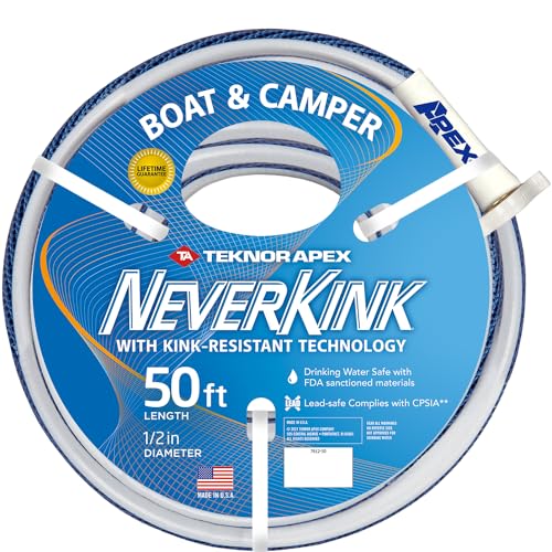 Teknor Apex NeverKink, 7612-50 Boat and Camper, Drinking Water Safe Hose, 1/2-Inch by 50-Feet Hose