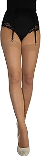 JUST BEAUTY TOUCH Plain Top Stockings size S - 3XL - Wear with Garter Belt & Suspender Straps, Comfortable Fit for Women\'s Thigh-High 20 denier Sheer