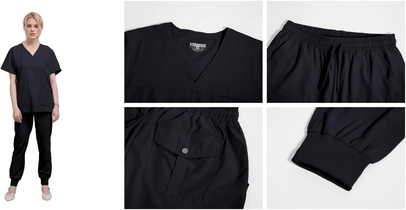 Town Scrubs for Women Scrub Set - Jogger Pant and Comfort Stretch V-Neck Easy Care Uniforms - Image 2