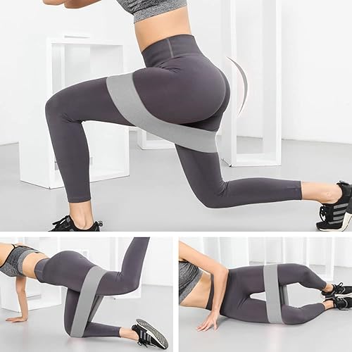 Vista 13 de Hatha Yoga Large Resistance Band,14.5" x3.15",Fabric Exercise Loop Bands with Instruction Guide and Carry Bag, Set of 3. Naranja