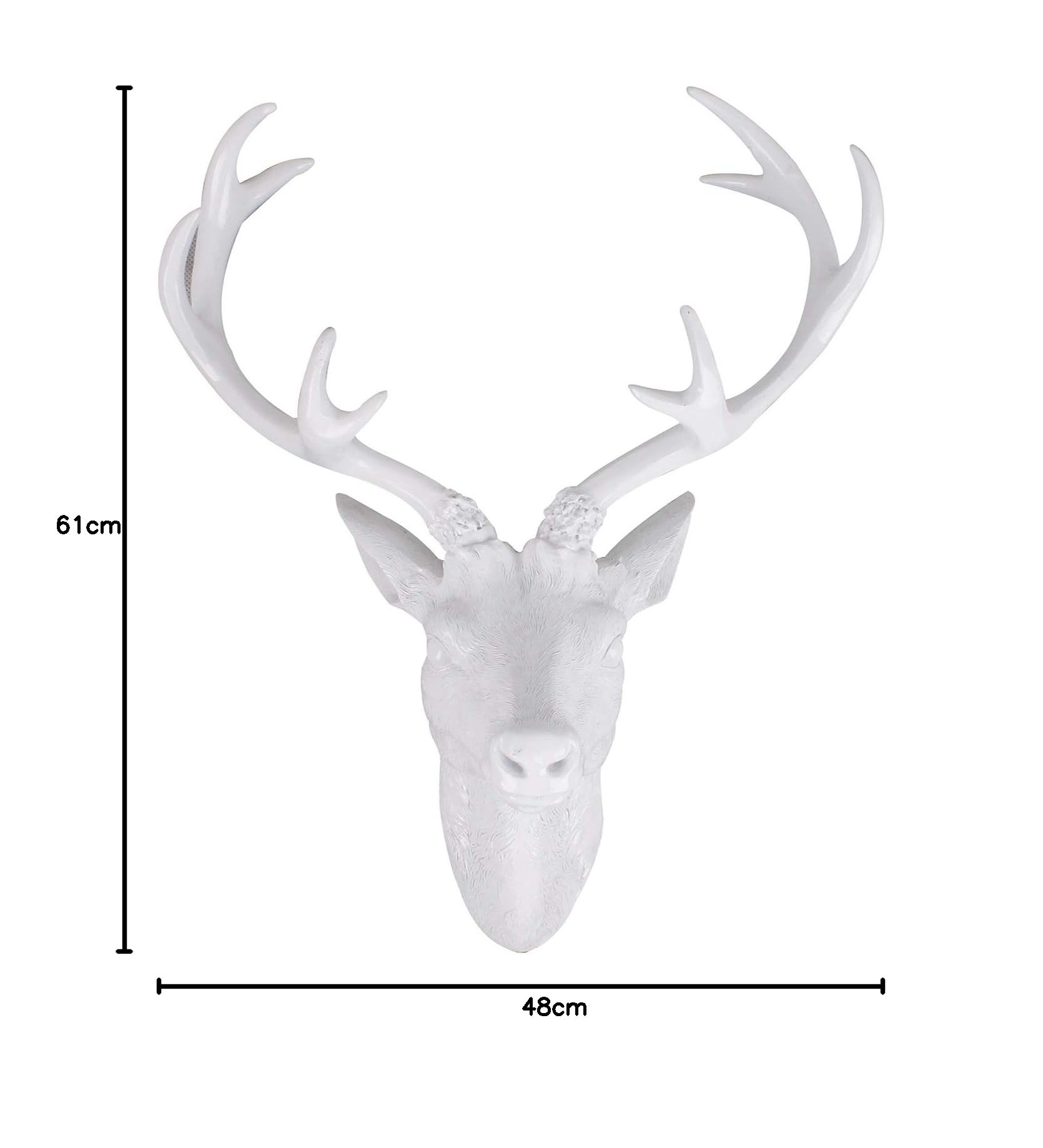 Mojawo Tolles XXL Hirschgeweih Hirschkopf Geweih 10-Ender Weiß Optik 48x32x61cm Figur Skulptur Wohndekoration