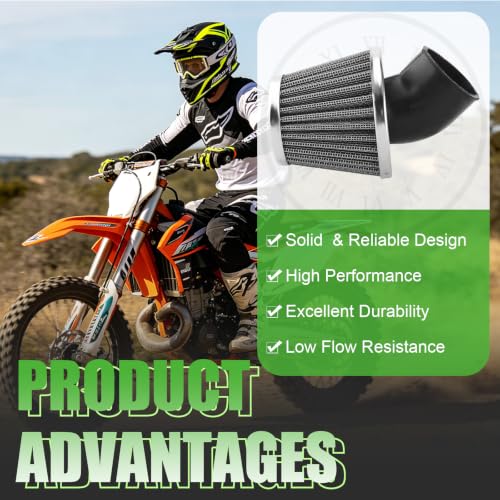 Image of 44mm 45mm 46mm Filter 45 Degree Angled for 50cc-90cc 110cc 125cc 140cc 150cc 200cc 250cc GY6 ATV Scooter Quad Go Kart Moped Pit Dirt Bike Suzuki Baja 1.77inch