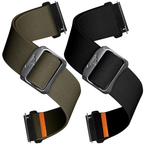 Nylon Bands Compatible with Carbinox X-Ranger/Edge/Vesta/Blaze Round/Blaze S Replacement Adjustable Sport Breathable Trail Loop+Alpine Loop Band Wristbands for Carbinox Smartwatch (Black&Green)