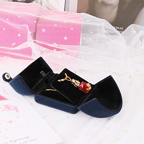 Isuperb Royal Blue Velvet Necklace Pendant Box Jewelry Gift Box Bracelet Chain Earrings Display Storage Case For Christmas Engagement Proposal #TOP4
