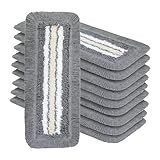 OKAEI Wischmopp Bezüge 40 cm Grau/Weiß/Beige, 10er Set – Baumwoll Wischbezug mit Mikrofaser-Streifen – Profi-Vorrat für Bodenwischer mit Klapphalter