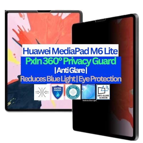 Image of Pxin Tablet Privacy Guard compatible with Huawei MediaPad M6 Lite | Screen protector | Anti-Glare | Blue light filter | 360 degree Anti Spy | Eye Protection